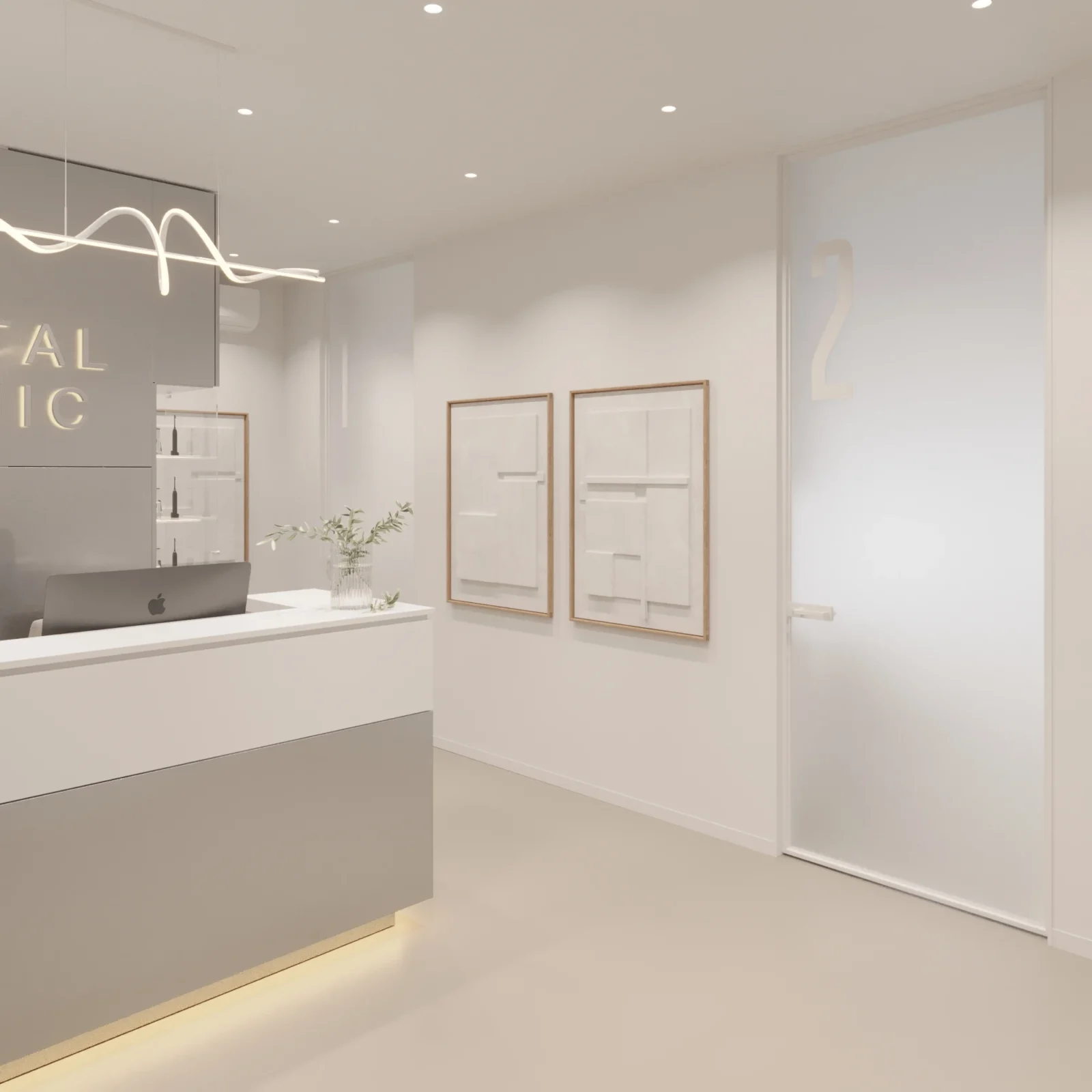 Lokal pod klinikę stomatologiczną po projekcie SPACE DESIGN: recepcja — klinika stomatologiczna w Czerniowcach, ujęcie 1